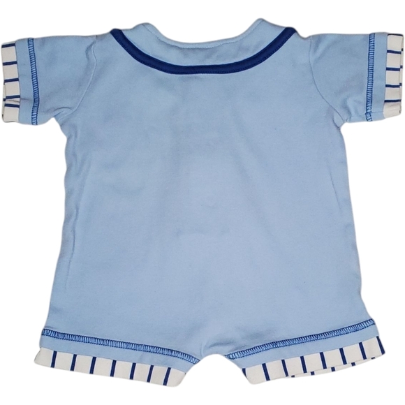 Vintage Small Steps Romper Short-sleeve Blue Baby Boys 0-3 Months - Picture 2 of 3